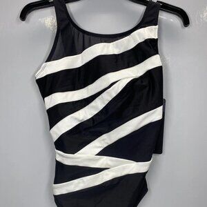 Miraclesuit Somer Pointe Spectra One-Piece Swimsuit • Size 12 • Black/White